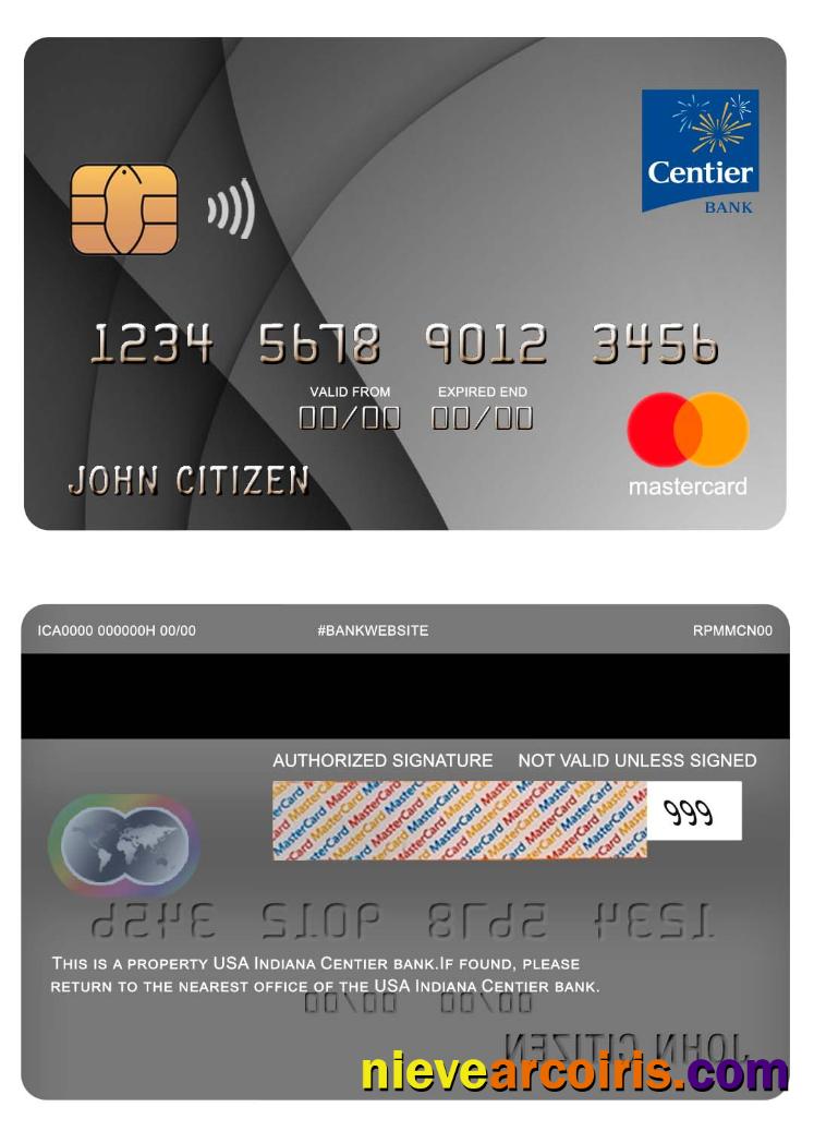 USA Indiana Centier bank mastercard